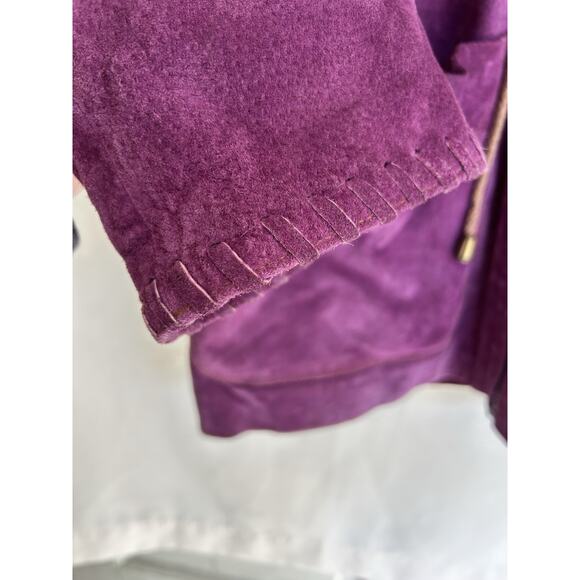 Authentic Winlit 1969 women’s M Purple Suede Jacket W/Hood Zipper Drawstring - Picture 5 of 16